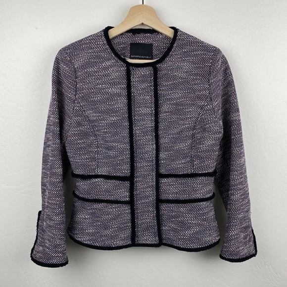 Banana Republic Textured Tweed Blazer Jacket, Size 4, Navy/Red/Multi, NWOT - Picture 12 of 12